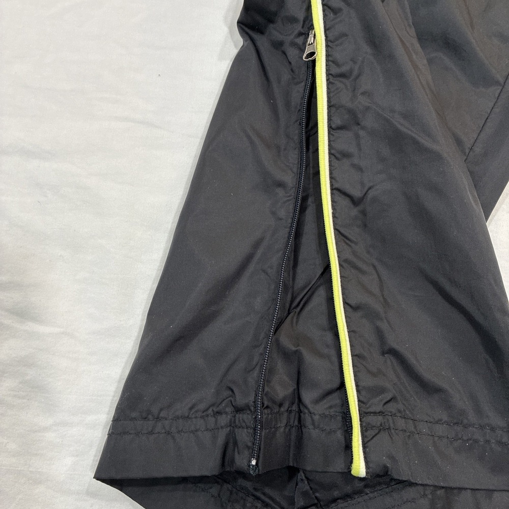 90s Energy‎ Zone Track Pants Large Black Green Nylon Jogger Windbreaker Baggy - Picture 2 of 12
